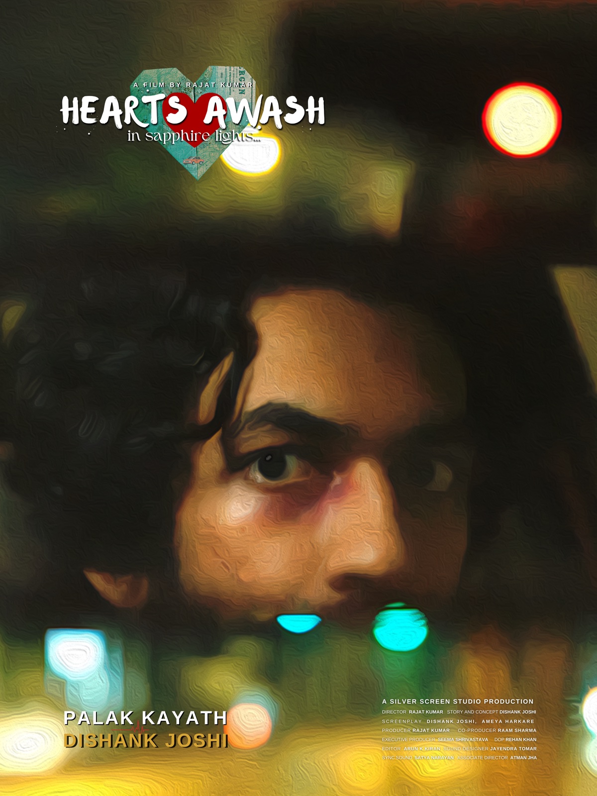 Poster for Hearts Awash (in sapphire lights...) (2024), a film by Rajat Kumar